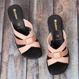 Inblu Women Peach Mule Style Block Heel Sandal with Slip-on Closure (MS27_PEACH)