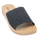 Aerowalk Women Black Slide Style Sandal with Knitted Upper (MZ04_BLACK)