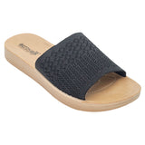 Aerowalk Women Black Slide Style Sandal with Knitted Upper (MZ04_BLACK)