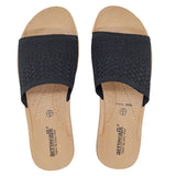 Aerowalk Women Black Slide Style Sandal with Knitted Upper (MZ04_BLACK)