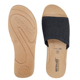 Aerowalk Women Black Slide Style Sandal with Knitted Upper (MZ04_BLACK)