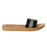 Aerowalk Women Black & Silver Slide Design Sandal with Colorblocked Upper (MZ05_BLACK)
