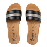 Aerowalk Women Black & Silver Slide Design Sandal with Colorblocked Upper (MZ05_BLACK)