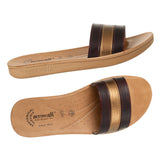 Aerowalk Women Maroon & Gold Slide Design Sandal with Colorblocked Upper (MZ05_MAROON)