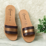 Aerowalk Women Maroon & Gold Slide Design Sandal with Colorblocked Upper (MZ05_MAROON)