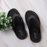 Aerowalk Men Black Thong Style Flip-Flop with Textured Upper (NV08_BLACK)