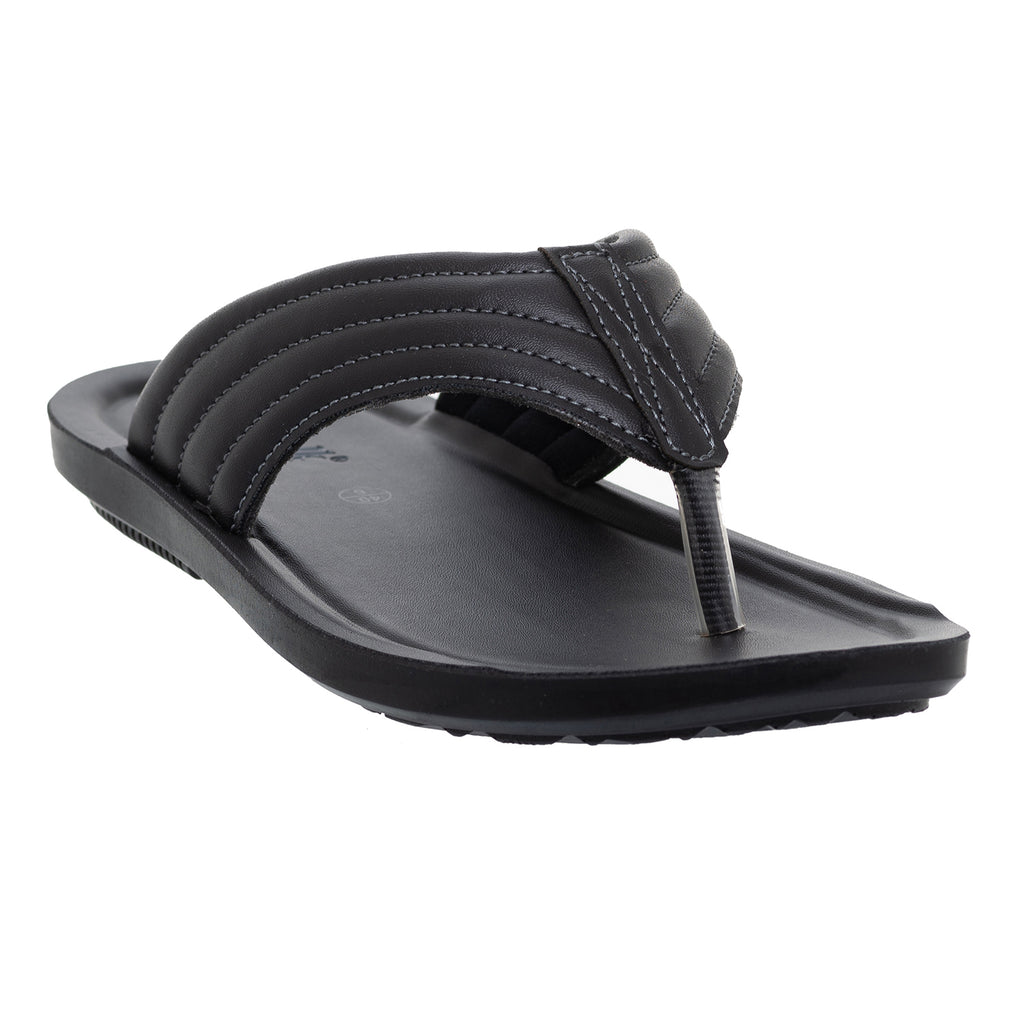 Aerowalk Men Black Thong Style Flip-Flop with Textured Upper (NV08_BLACK)