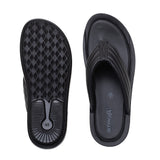 Aerowalk Men Black Thong Style Flip-Flop with Textured Upper (NV08_BLACK)