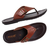 Aerowalk Men Tan V-Shape Sandal with Buckle Styling (NV22_TAN)