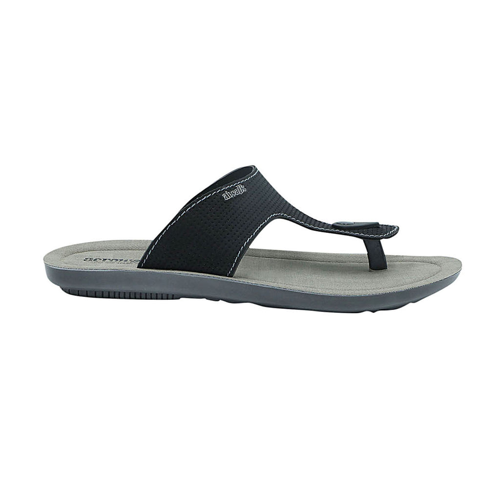 Aerowalk Men Black T-Shape Sandal with Perforated Upper & Slip-on Closure (NVAT_BLACK)