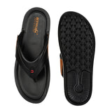 Aerowalk Men Black Thong Style Sandal with Textured Upper (NVN9_BLACK)