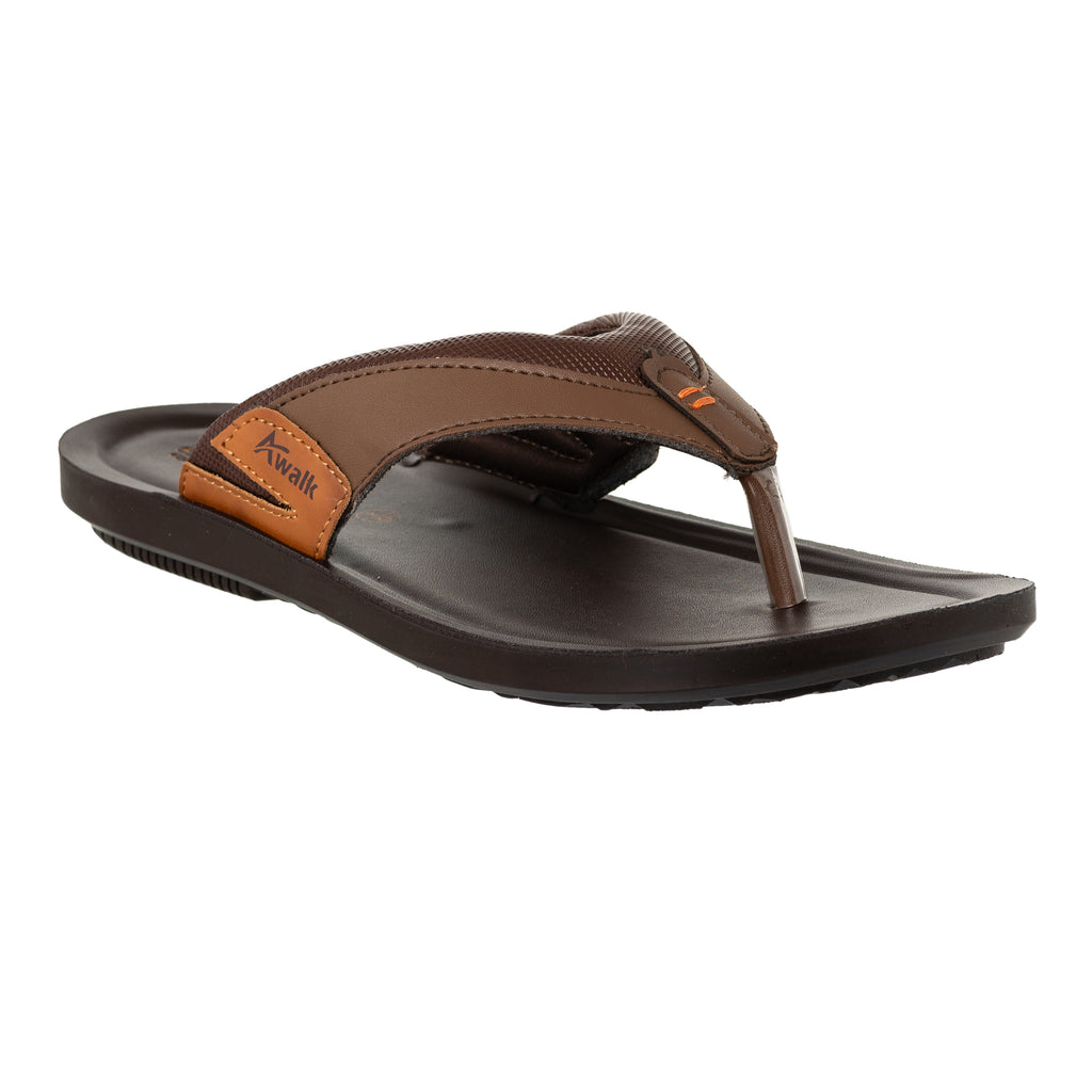 Aerowalk Men Brown Thong Style Sandal with Textured & Colorblocked Upper (NVN9_BROWN)