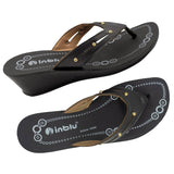 Inblu Women Black Wedge Sandal with Laser Cut Upper (OA04_BLACK)