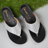 Inblu Women Striped Grey Thong Sandal (PP42_GREY)