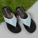 Inblu Women Striped Sky Blue Thong Sandal (PP42_SKY BLUE)