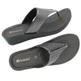 Inblu Women Black Thong Style Flat Sandal with Laser Cut Upper (PP75_BLACK)