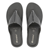 Inblu Women Black Thong Style Flat Sandal with Laser Cut Upper (PP75_BLACK)