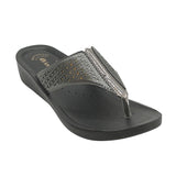 Inblu Women Black Thong Style Flat Sandal with Laser Cut Upper (PP75_BLACK)