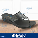Inblu Women Black Thong Style Flat Sandal with Laser Cut Upper (PP75_BLACK)