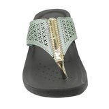 Inblu Women Mist Green Thong Style Flat Sandal with Laser Cut Upper (PP75_M.GREEN)