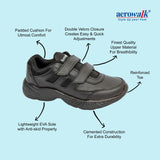 AEROWALK Black Cushioned Insole with Lightweight EVA Sole & Anti-Skid Technology Pull On School Shoes for Boys & Girls (SS01)