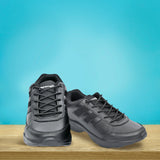 AEROWALK Black Cushioned Insole with Lightweight EVA Sole & Anti-Skid Technology Lace-Up School Shoes for Boys (SS02)