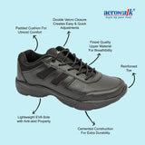 AEROWALK Black Cushioned Insole with Lightweight EVA Sole & Anti-Skid Technology Lace-Up School Shoes for Boys (SS02)