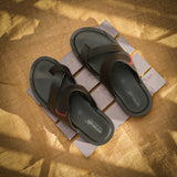 Aerowalk Men Black Floater Sandal with Slip-on Closure (TM60_BLACK)