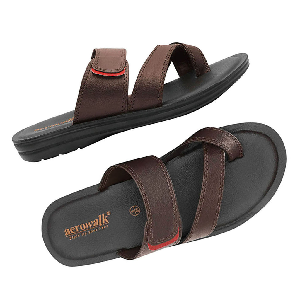 Aerowalk Men Brown Floater Sandal with Slip-on Closure (TM60_BROWN)