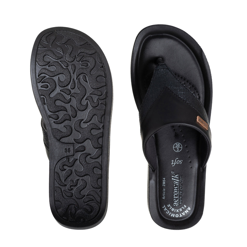 Aerowalk Women Black Thong Sandal (ZM54_BLACK)