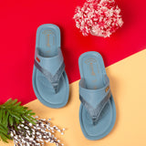 Aerowalk Women Teal Blue Thong Sandal (ZM54_TEAL BLUE)