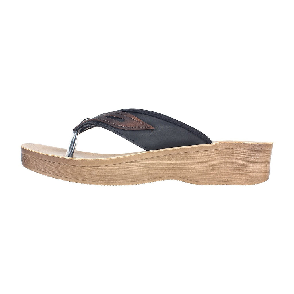 Aerowalk Women Slipper #08V5 - BLACK & COPPER