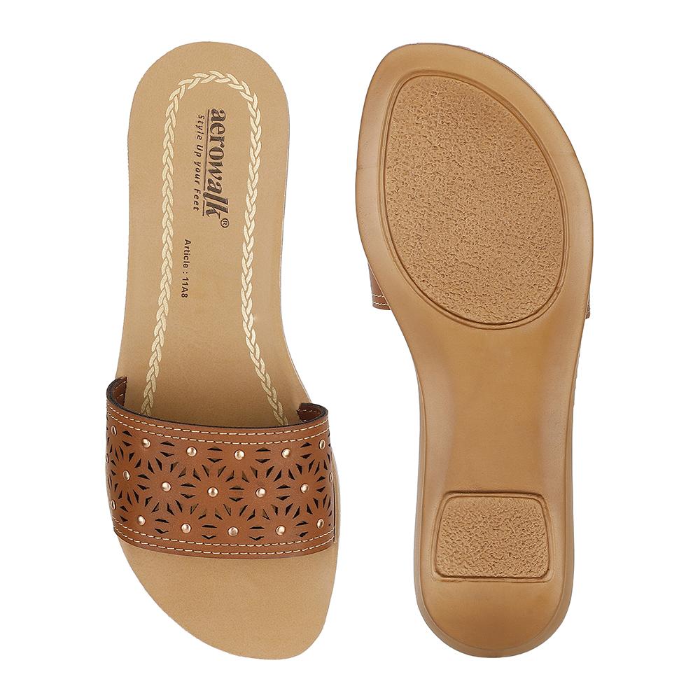 Aerowalk Women Slip-ons #11A8 - TAN