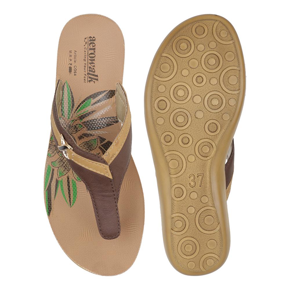 Aerowalk Women Slipper #CO64 - BROWN & BEIGE