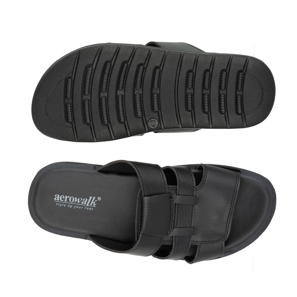 Aerowalk Men Slipper #9619 - BLACK