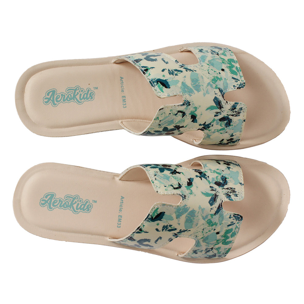 Aerokids Girls Slippers #EM33 - ROYAL GREEN