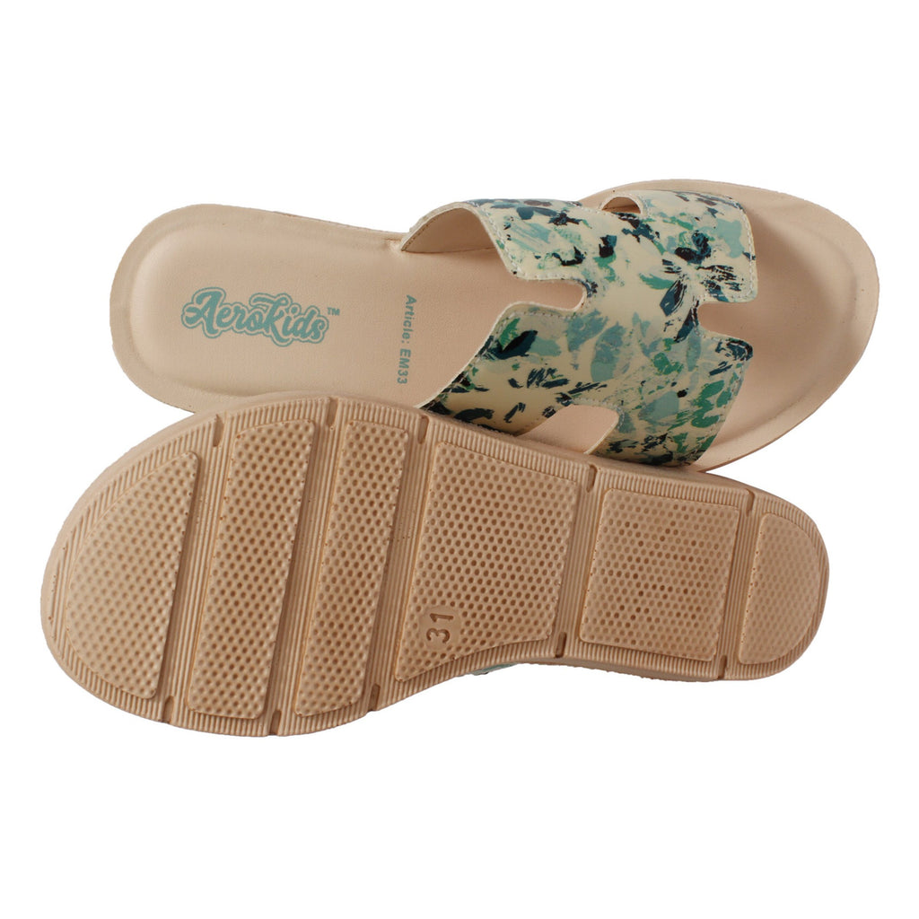 Aerokids Girls Slippers #EM33 - ROYAL GREEN