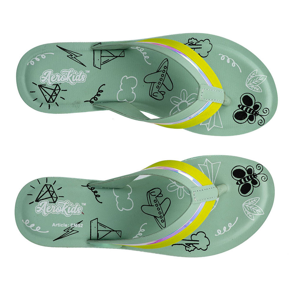 Aerokids Girls Flip Flops #EM52 - MINT GREEN