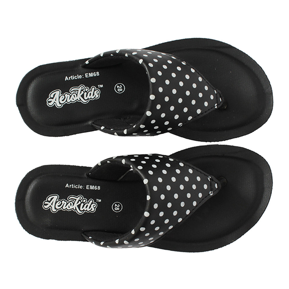 Aerokids Girls Slippers #EM68 - BLACK