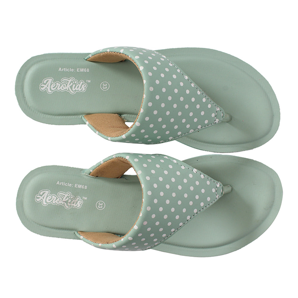 Aerokids Girls Slippers EM68 MINT GREEN