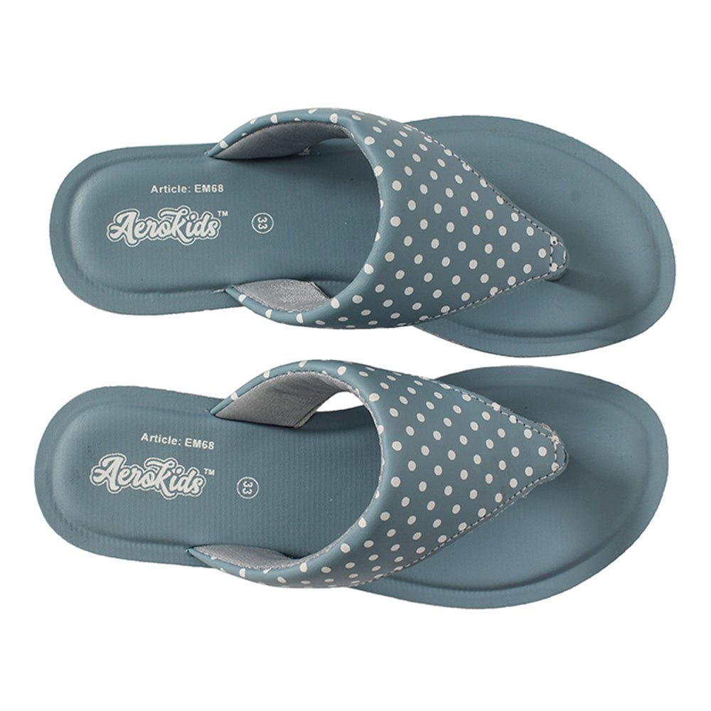 Aerokids Girls Slippers EM68 TEAL BLUE