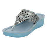 Aerowalk Women Blue Slip-on Sandal with Laser-cut Upper (AT68_BLUE)