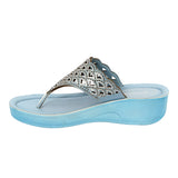 Aerowalk Women Blue Slip-on Sandal with Laser-cut Upper (AT68_BLUE)