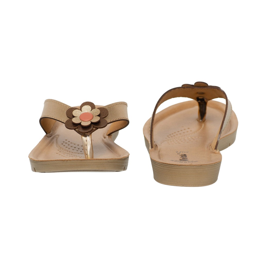 Ladies gold leather slippers on sale