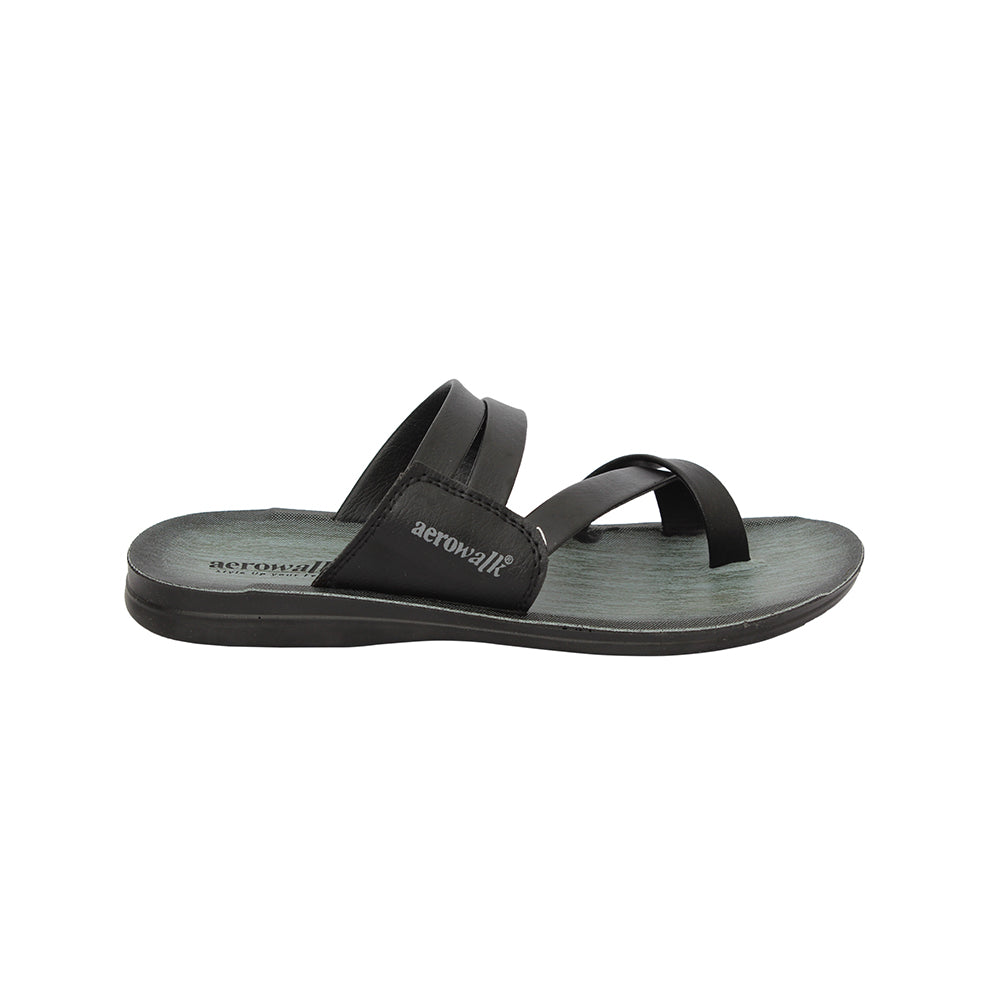 Aerowalk Men Slippers #HR58 - BLACK