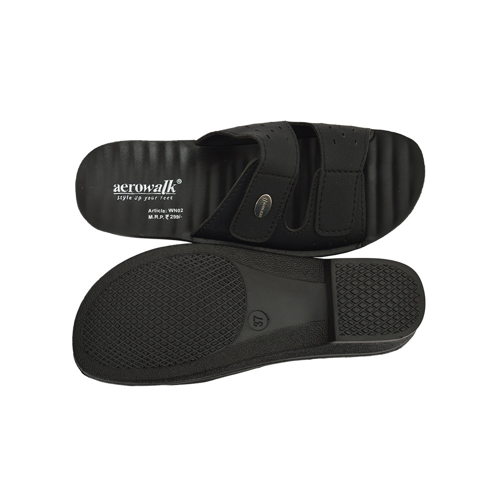 Aerowalk Women Slippers #WN02 - BLACK