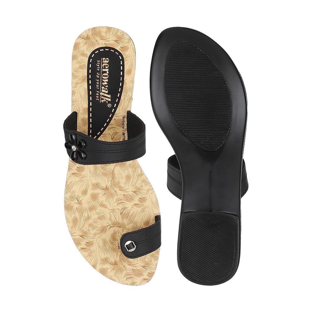 Aerowalk Women Slippers #MTB9 - BLACK