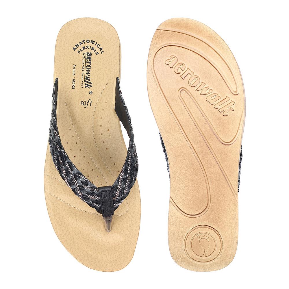 Aerowalk Women Slipper #MZK8 - BLACK